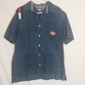 Vintage Tommy Hilfiger Patchwork Denim Shirt, Size XL